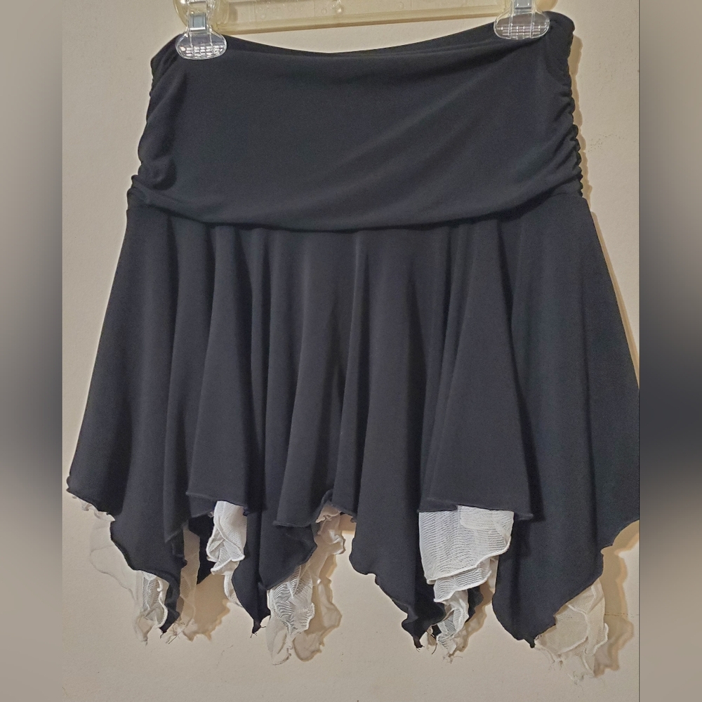 Y2k Low Rise Asymmetric Mini Skirt Tiered Layered Sheer Lettuce Ruffle Grunge